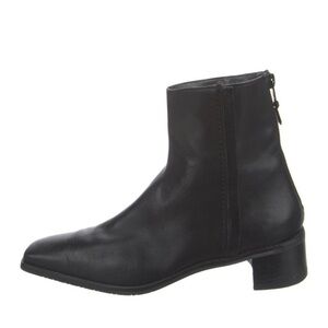 Stuart Weitzman Black Leather Square Toe Ankle Boots